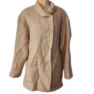 Loring Vintage ecru Cream Wool Mohair Blend Fuzzy Jacket Plus Size 16